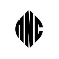 MNC circle letter logo design with circle and ellipse shape. MNC ellipse letters with typographic style. The three initials form a circle logo. MNC Circle Emblem Abstract Monogram Letter Mark Vector. vector