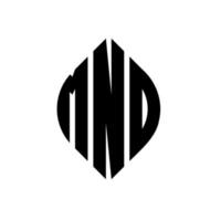 diseño de logotipo de letra de círculo mnd con forma de círculo y elipse. mnd letras elipses con estilo tipográfico. las tres iniciales forman un logo circular. mnd círculo emblema resumen monograma letra marca vector. vector