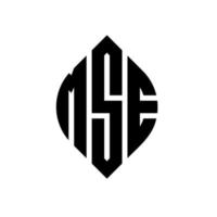 diseño de logotipo de letra de círculo mse con forma de círculo y elipse. mse letras elipses con estilo tipográfico. las tres iniciales forman un logo circular. vector de marca de letra de monograma abstracto del emblema del círculo mse.