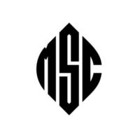 diseño de logotipo de letra de círculo msc con forma de círculo y elipse. msc letras elipses con estilo tipográfico. las tres iniciales forman un logo circular. vector de marca de letra de monograma abstracto de emblema de círculo msc.