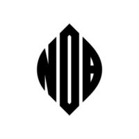 diseño de logotipo de letra de círculo ndb con forma de círculo y elipse. letras de elipse ndb con estilo tipográfico. las tres iniciales forman un logo circular. vector de marca de letra de monograma abstracto del emblema del círculo ndb.