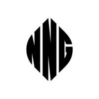 diseño de logotipo de letra de círculo nng con forma de círculo y elipse. nng letras elipses con estilo tipográfico. las tres iniciales forman un logo circular. vector de marca de letra de monograma abstracto de emblema de círculo nng.