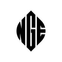 NGE circle letter logo design with circle and ellipse shape. NGE ellipse letters with typographic style. The three initials form a circle logo. NGE Circle Emblem Abstract Monogram Letter Mark Vector. vector