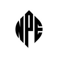 diseño de logotipo de letra de círculo npe con forma de círculo y elipse. letras de elipse npe con estilo tipográfico. las tres iniciales forman un logo circular. vector de marca de letra de monograma abstracto del emblema del círculo npe.