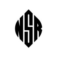 diseño de logotipo de letra circular nsr con forma de círculo y elipse. nsr letras elipses con estilo tipográfico. las tres iniciales forman un logo circular. vector de marca de letra de monograma abstracto del emblema del círculo nsr.