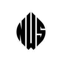 NWS circle letter logo design with circle and ellipse shape. NWS ellipse letters with typographic style. The three initials form a circle logo. NWS Circle Emblem Abstract Monogram Letter Mark Vector. vector