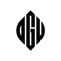 OGW circle letter logo design with circle and ellipse shape. OGW ellipse letters with typographic style. The three initials form a circle logo. OGW Circle Emblem Abstract Monogram Letter Mark Vector. vector
