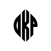 diseño de logotipo de letra de círculo okp con forma de círculo y elipse. okp letras elipses con estilo tipográfico. las tres iniciales forman un logo circular. vector de marca de letra de monograma abstracto del emblema del círculo okp.