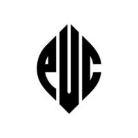 diseño de logotipo de letra de círculo de pvc con forma de círculo y elipse. Letras de elipse de pvc con estilo tipográfico. las tres iniciales forman un logo circular. vector de marca de letra de monograma abstracto del emblema del círculo de pvc.