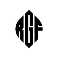 diseño de logotipo de letra de círculo rgf con forma de círculo y elipse. letras elipses rgf con estilo tipográfico. las tres iniciales forman un logo circular. rgf círculo emblema resumen monograma letra marca vector. vector