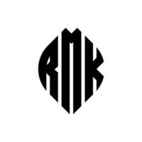 RMK circle letter logo design with circle and ellipse shape. RMK ellipse letters with typographic style. The three initials form a circle logo. RMK Circle Emblem Abstract Monogram Letter Mark Vector. vector