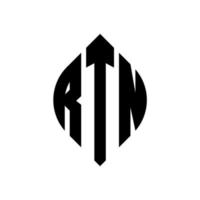 diseño de logotipo de letra de círculo rtn con forma de círculo y elipse. rtn letras elipses con estilo tipográfico. las tres iniciales forman un logo circular. rtn círculo emblema resumen monograma letra marca vector. vector