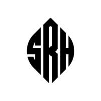 SRH circle letter logo design with circle and ellipse shape. SRH ellipse letters with typographic style. The three initials form a circle logo. SRH Circle Emblem Abstract Monogram Letter Mark Vector. vector