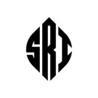 SRI circle letter logo design with circle and ellipse shape. SRI ellipse letters with typographic style. The three initials form a circle logo. SRI Circle Emblem Abstract Monogram Letter Mark Vector. vector