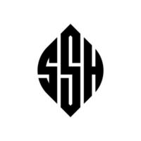 diseño de logotipo de letra de círculo ssh con forma de círculo y elipse. ssh letras elipses con estilo tipográfico. las tres iniciales forman un logo circular. vector de marca de letra de monograma abstracto del emblema del círculo ssh.