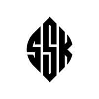 diseño de logotipo de letra de círculo ssk con forma de círculo y elipse. ssk letras elipses con estilo tipográfico. las tres iniciales forman un logo circular. ssk círculo emblema resumen monograma letra marca vector. vector