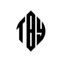diseño de logotipo de letra de círculo tby con forma de círculo y elipse. tby letras elipses con estilo tipográfico. las tres iniciales forman un logo circular. tby círculo emblema resumen monograma letra marca vector. vector