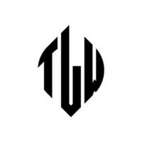 diseño de logotipo de letra de círculo tlw con forma de círculo y elipse. tlw letras elipses con estilo tipográfico. las tres iniciales forman un logo circular. tlw círculo emblema resumen monograma letra marca vector. vector