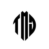 TMJ circle letter logo design with circle and ellipse shape. TMJ ellipse letters with typographic style. The three initials form a circle logo. TMJ Circle Emblem Abstract Monogram Letter Mark Vector. vector