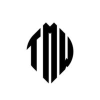 TMW circle letter logo design with circle and ellipse shape. TMW ellipse letters with typographic style. The three initials form a circle logo. TMW Circle Emblem Abstract Monogram Letter Mark Vector. vector