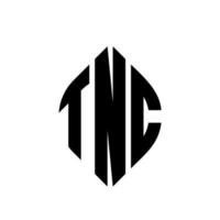 TNC circle letter logo design with circle and ellipse shape. TNC ellipse letters with typographic style. The three initials form a circle logo. TNC Circle Emblem Abstract Monogram Letter Mark Vector. vector