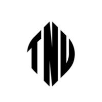 diseño de logotipo de letra de círculo tnu con forma de círculo y elipse. tnu letras elipses con estilo tipográfico. las tres iniciales forman un logo circular. vector de marca de letra de monograma abstracto del emblema del círculo tnu.