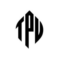 diseño de logotipo de letra de círculo de tpu con forma de círculo y elipse. Letras de elipse tpu con estilo tipográfico. las tres iniciales forman un logo circular. vector de marca de letra de monograma abstracto del emblema del círculo de tpu.