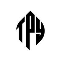 diseño de logotipo de letra de círculo tpy con forma de círculo y elipse. tpy letras elipses con estilo tipográfico. las tres iniciales forman un logo circular. vector de marca de letra de monograma abstracto del emblema del círculo tpy.