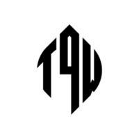 TQW circle letter logo design with circle and ellipse shape. TQW ellipse letters with typographic style. The three initials form a circle logo. TQW Circle Emblem Abstract Monogram Letter Mark Vector. vector