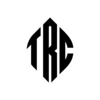 diseño de logotipo de letra de círculo trc con forma de círculo y elipse. letras de elipse trc con estilo tipográfico. las tres iniciales forman un logo circular. vector de marca de letra de monograma abstracto del emblema del círculo trc.