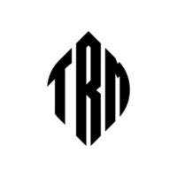 TRM circle letter logo design with circle and ellipse shape. TRM ellipse letters with typographic style. The three initials form a circle logo. TRM Circle Emblem Abstract Monogram Letter Mark Vector. vector