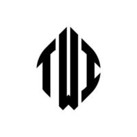 diseño de logotipo de letra de círculo twi con forma de círculo y elipse. letras de elipse twi con estilo tipográfico. las tres iniciales forman un logo circular. vector de marca de letra de monograma abstracto de emblema de círculo twi.