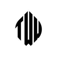 TWW circle letter logo design with circle and ellipse shape. TWW ellipse letters with typographic style. The three initials form a circle logo. TWW Circle Emblem Abstract Monogram Letter Mark Vector. vector