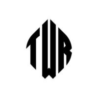 diseño de logotipo de letra de círculo twr con forma de círculo y elipse. twr letras elipses con estilo tipográfico. las tres iniciales forman un logo circular. vector de marca de letra de monograma abstracto del emblema del círculo twr.