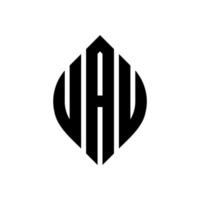 UAV circle letter logo design with circle and ellipse shape. UAV ellipse letters with typographic style. The three initials form a circle logo. UAV Circle Emblem Abstract Monogram Letter Mark Vector. vector