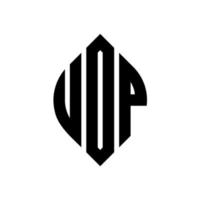diseño de logotipo de letra de círculo udp con forma de círculo y elipse. letras elípticas udp con estilo tipográfico. las tres iniciales forman un logo circular. vector de marca de letra de monograma abstracto del emblema del círculo udp.