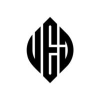 Diseño de logotipo de letra de círculo uej con forma de círculo y elipse. uej letras elipses con estilo tipográfico. las tres iniciales forman un logo circular. vector de marca de letra de monograma abstracto del emblema del círculo uej.