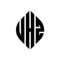 diseño de logotipo de letra circular uhz con forma de círculo y elipse. letras elipses uhz con estilo tipográfico. las tres iniciales forman un logo circular. vector de marca de letra de monograma abstracto del emblema del círculo uhz.