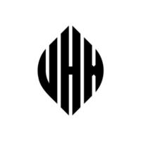 diseño de logotipo de letra circular uhx con forma de círculo y elipse. letras elipses uhx con estilo tipográfico. las tres iniciales forman un logo circular. vector de marca de letra de monograma abstracto del emblema del círculo uhx.