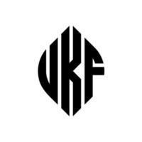 diseño de logotipo de letra de círculo ukf con forma de círculo y elipse. letras de elipse ukf con estilo tipográfico. las tres iniciales forman un logo circular. vector de marca de letra de monograma abstracto del emblema del círculo ukf.