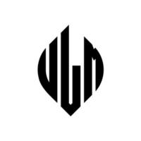diseño de logotipo de letra de círculo de ulm con forma de círculo y elipse. letras elípticas ulm con estilo tipográfico. las tres iniciales forman un logo circular. vector de marca de letra de monograma abstracto del emblema del círculo de ulm.