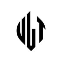 diseño de logotipo de letra de círculo ult con forma de círculo y elipse. letras de elipse ult con estilo tipográfico. las tres iniciales forman un logo circular. vector de marca de letra de monograma abstracto de emblema de círculo ult.