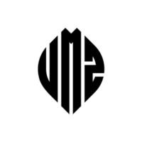 diseño de logotipo de letra circular umz con forma de círculo y elipse. letras elipses umz con estilo tipográfico. las tres iniciales forman un logo circular. vector de marca de letra de monograma abstracto del emblema del círculo umz.