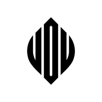 UOU circle letter logo design with circle and ellipse shape. UOU ellipse letters with typographic style. The three initials form a circle logo. UOU Circle Emblem Abstract Monogram Letter Mark Vector. vector