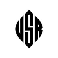 diseño de logotipo de letra de círculo usr con forma de círculo y elipse. usr letras elipses con estilo tipográfico. las tres iniciales forman un logo circular. vector de marca de letra de monograma abstracto del emblema del círculo usr.