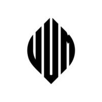 diseño de logotipo de letra de círculo uum con forma de círculo y elipse. uum letras elipses con estilo tipográfico. las tres iniciales forman un logo circular. vector de marca de letra de monograma abstracto del emblema del círculo uum.