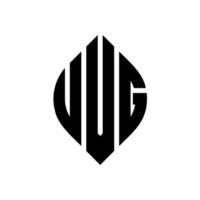 diseño de logotipo de letra de círculo uvg con forma de círculo y elipse. letras elipses uvg con estilo tipográfico. las tres iniciales forman un logo circular. vector de marca de letra de monograma abstracto de emblema de círculo uvg.
