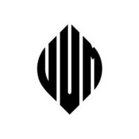diseño de logotipo de letra de círculo uvm con forma de círculo y elipse. Letras de elipse uvm con estilo tipográfico. las tres iniciales forman un logo circular. vector de marca de letra de monograma abstracto de emblema de círculo uvm.
