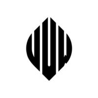 diseño de logotipo de letra de círculo uvw con forma de círculo y elipse. letras de elipse uvw con estilo tipográfico. las tres iniciales forman un logo circular. vector de marca de letra de monograma abstracto del emblema del círculo uvw.
