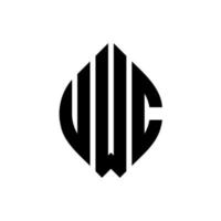 diseño de logotipo de letra de círculo uwc con forma de círculo y elipse. Letras de elipse uwc con estilo tipográfico. las tres iniciales forman un logo circular. vector de marca de letra de monograma abstracto del emblema del círculo uwc.